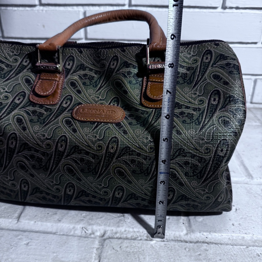 Leonard double handle vintage satchel bag with padlock, no key - Picture 9 of 16